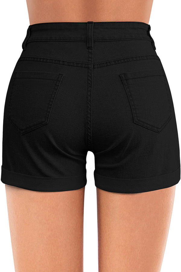 Maolijer Women's Summer High Waisted Stretch Denim Shorts Folded Hem Two  Buttons Ripped Jean Shorts Denim Blue XX-Large - ShopStyle